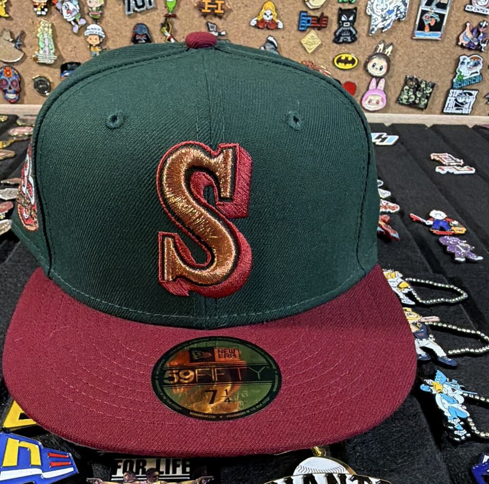 New Era 59FIFTY Seattle Mariners Green/Burgundy MLB Fitted Cap Hat 7 1/4